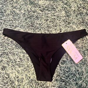 FOR LOVE AND LEMONS BLACK RIBBED BIKINI BOTTOM
